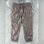 The Reset R Label Vegan Leather Jogger Pants Moto Edgy Downtown Quiet Luxury Brown Size L Photo 2