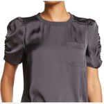 Dr2 Women's Size M Black/Gray Satin Puff Sleeve Blouse Top Office Date Night Black Size M Photo 2