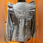J.Crew ‎ Denim Chambray Ruffled Long Sleeve Popover Cotton Blouse Blue Size 4 Photo 12