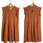 Madewell  Eyelet Ruffle-Sleeve Pintuck Mini Dress Women's Small Mulled Cider NWT Photo 2