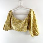 Girl and the Sun Imia Puff Short Sleeve Crop Top Green Medium Photo 4