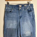 LOGO By Lori Goldstein LOGO Lavish Womens Blue Boyfriend Boho Patchwork cropped jeans size 6P Photo 2