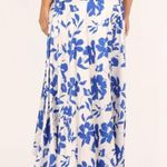 Petal and Pup Lula Blue White Floral Satin High Low Midi Skirt M Photo 4