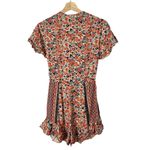 Free People  Surf Date Copper Floral Cut Out Tie Front Romper S Photo 5