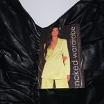 Naked Wardrobe  Runway Faux Leather Ruched Puff Sleeve Dress Photo 6