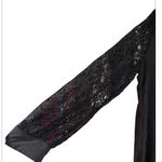 Joan Vass  NY Black Split V Top With Lace Sleeves Photo 4