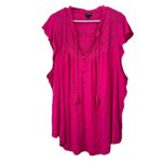 Torrid  Pink Rayon‎ Slub Crochet Tie Front Flutter Sleeve Top Size 6X Photo 5