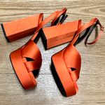 ZARA round toe Block Heels Platform orange Sandals Photo 5
