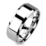 Mirror Polished Flat Band With Beveled Edge 316L Stainless Steel Ring‎ Size 6 Silver Photo 0