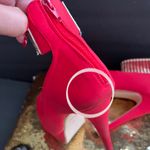 Anne Michelle Women’s Pumps Heels Shoes Ankle Strap Zipper Back Suede Red Sz 8.5 Photo 10