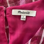 Madewell  Plaid Puff Short Sleeve Blouse Women s Boat Neck Casual Top Sz L Photo 3