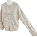 Kendall + Kylie New Asymmetric Cable Knit Sweater Crewneck Pullover Ivory Photo 4