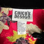 Chico's  Design 1‎ Jacket Womens Medium Black Velvet Floral Silk Rayon Toggle M 8 Photo 13