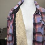 Sage Collection Purple Plaid Fleece Faux Fur Sherpa Shirt Jacket XXL Long Sleeve Photo 8