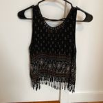 Forever 21 Black paisley boho crochet festival top Size Small Photo 2
