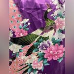 Vicabo Purple Floral Peacock Satiny Kimono Robe Lingerie Size Large NWOT Photo 5