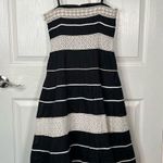 Ann Taylor Black And White Lace Striped Aline Dress Photo 6