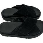 UGG US 8 Platform Sandals Black Goldenstar Cross Slide Suede Women’s Shoes Unworn Photo 8