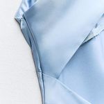 ZARA  maxi dress satin baby blue midi party wedding date evening bodycon slip Photo 11