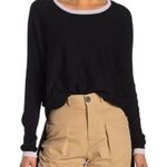 Cloth by Design New Convertible Side Slit Sweater Contrast Trim Black Purple Photo 0