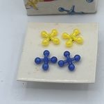 Vintage Avon Jacks Funtime Earrings 2 Pair Original Box Pierced 1987 Blue Photo 1