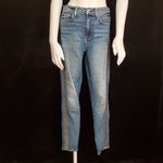 7 For All Mankind High Waist Ankle Skinny Blue Jeans with Silver Side Panels Photo 5