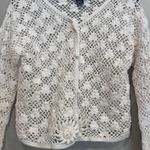 VTG Hunters Run Crochet Flower Cardigan Sweater Cream Size L Cottagecore Peasant White Size L Photo 5
