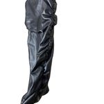 Lulus Black Faux Leather Spaghetti Straps Mini Ruched Dress Small Photo 3