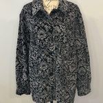Denim & Co | d & co stretch corduroy jacket damask print L Black Size L Photo 0