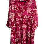 89th And Madison Size Xl Tired Floral Dress Chiffon V Neck Pink Garden Party Photo 0