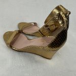 Kate Spade  New York Gold Leather Snake‎ Print D'orsay Pumps Wedge Sandals Sz 7 Photo 5