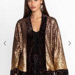 Johnny Was  SEQUIN GOLD PLAZA KIMONO $398 BOHO DESIGNER ANIMAL PRINT fall jacket Photo 3