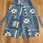 Loft Paisley Print Sleeveless Wide Leg Romper Jumpsuit Size Large L White Blue Photo 3