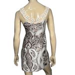 Free People  Women’s Size 2 Espresso Brown Cream Embellished Beads Shift Dress Photo 4