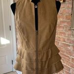NWT V Cristina Cognac Faux Leather Peplum Vest S Photo 0