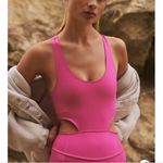 Free People  MOVEMENT‎ Back It Up Onesie Hot Pink NWOT Size S Open Back Athletic Photo 1
