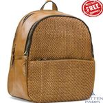 Patricia Nash Turi Woven Leather Medium Backpack Sand Women's Bag Photo 2
