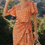 VICI  | Sunsets With You Satin Floral Wrap Mini Dress Photo 0