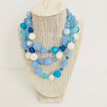 Western Germany Triple Strand Graduated Blue Faceted Bead Necklace Photo 1