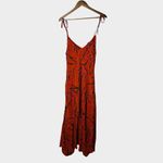 Anthropologie  Floral Slip Dress Small Rust Orange Midi Ruffle Strappy Boho 90s Photo 7