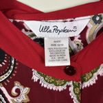 Ulla Popken Blouse Top Women 16/18 Red Scarf Print Paisley Button Up Long Sleeve Photo 7
