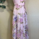 NWT Lulus Romantic Marvel Light Pink Floral Halter Maxi Dress Purple Size L Photo 0