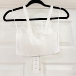 ZARA NWT  White Ribbed Sweater Knit Sweetheart Neckline Crop Tank top sz Large Photo 7