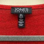 Jones New York V scoop neck red sweater silver stud shoulder detail LARGE Photo 2