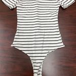 BKE Red by  Black and White Stripe Faux Henley Bodysuit- Size X-Small Photo 2
