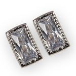 new Swarovski ❉ Rectangle Cut Crystal Stud Earrings ❉ Rhodium Plated .925 Silver Photo 14