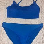 Cabana Del Sol Blue Textured Bikini Set Photo 0