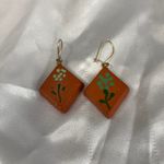 Handmade Vintage Hand Painted Flower Earrings Photo 1