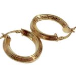 Gold Tone Hoop Oval Greek Design Earrings Photo 3