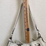 Brighton Perforated Daisy Drawstring Tassel Leather White Shoulder Hobo Bag Photo 4